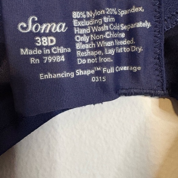 SOMA Enhancing Shape Full Coverage Bra, 38D
Navy Blue, excellent condition - Picture 9 of 12